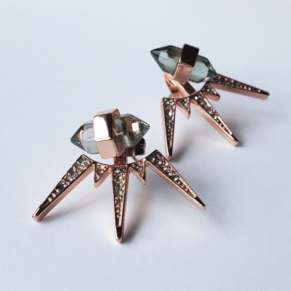 Rebecca Minkoff Pointed Pavé Crystal Rose Gold Ear Jackets
